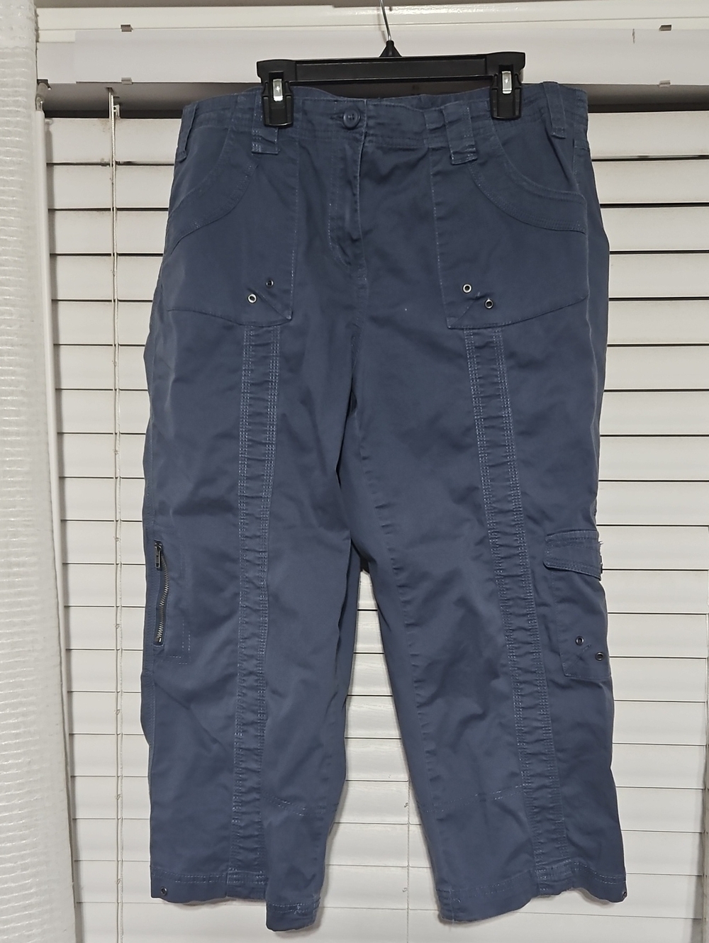 Women's Slate Blue Cargo Pants with Multi-Pocket Utility Design